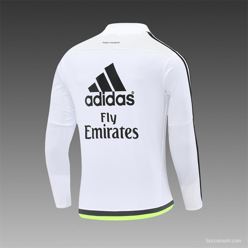 Retro 15/16 Real Madrid White Half Zipper Jacket
