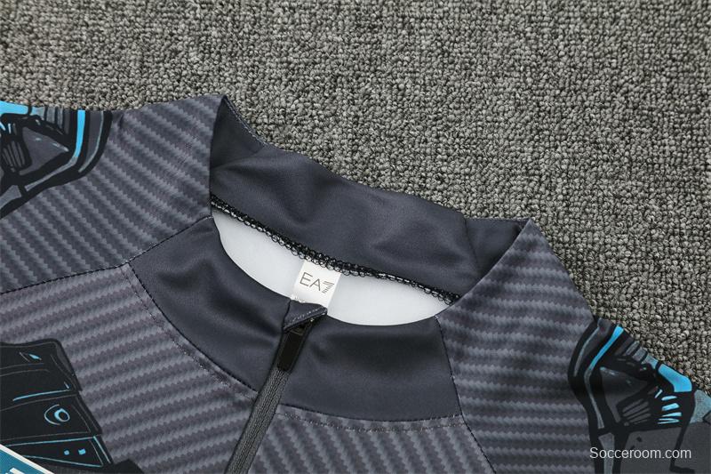 25/26 Napoli Black Grey Camouflage Half Zipper Jacket+Long Pants