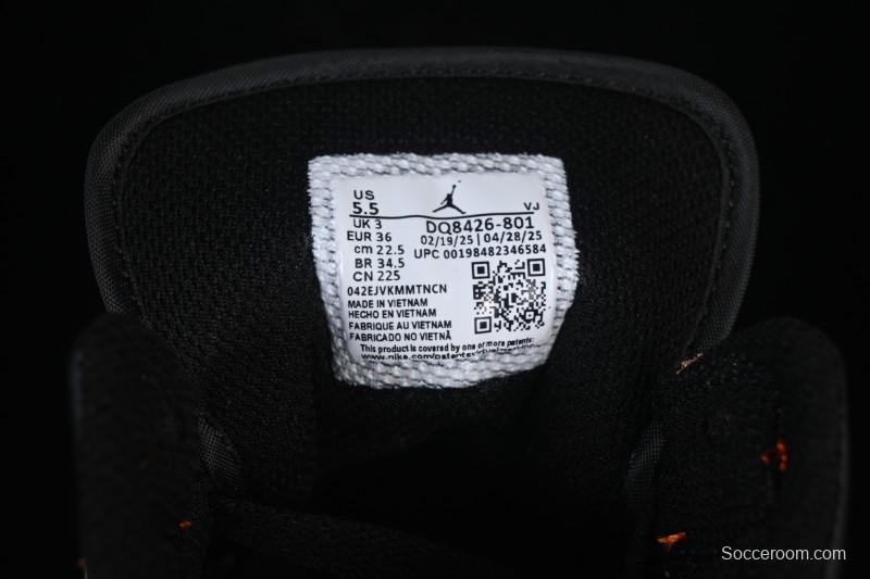 Nike Air Jordan 1 Mid AJ1 Mid-Top Casual Sneakers with Black White Orange Design - DQ8426-801