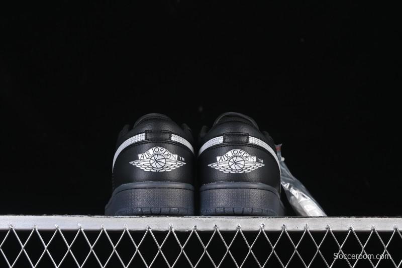 Nike Air Jordan 1 Low AJ1 Black White Canvas Patch Low Top Casual Basketball Shoes - HV5968-001