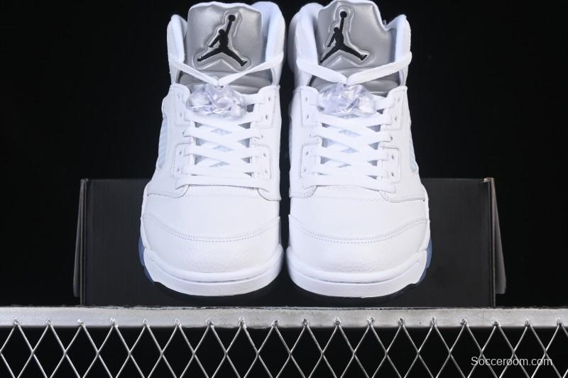 Nike Air Jordan 5 Retro White Metallic Basketball Shoes - HQ7978-103