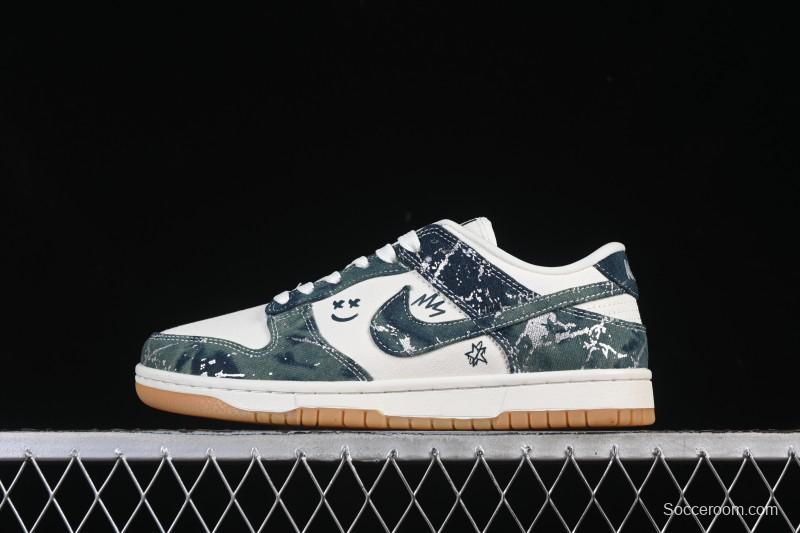 Nike SB Dunk Low Military Green Woven Custom Low-Top Casual Skate Shoes - SC0601-464
