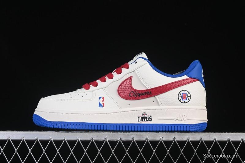 Nike Air Force 1 '07 Low NBA Collaboration Clippers Blue Red Casual Sneakers - QW5606-274