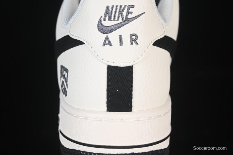 Nike Air Force 1 '07 Low Gucci Collaboration Off-White Black Canvas Hook Low-Top Casual Sneakers - XD2588-605