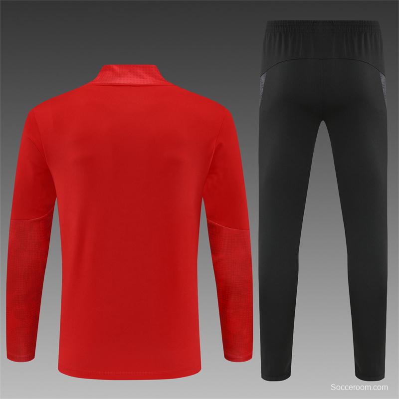 25/26 AC Milan Red Camouflage Half Zipper Jacket+Long Pants
