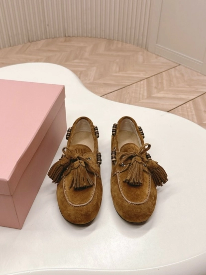 Miu Miu Fall/Winter 2025 Tassel Loafer Mule with Bead Accents - LY00330