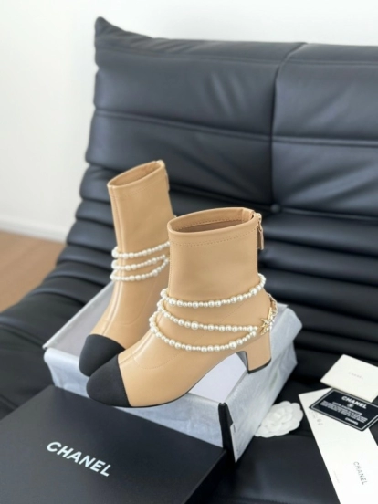 Chanel Pearl Collection Mary Jane Short Boots - LY00360