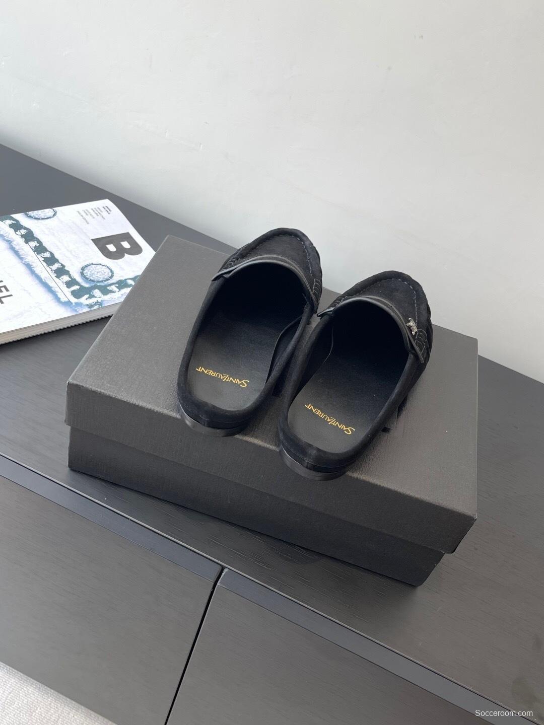 Saint Laurent Classic Loafer Mule Flat Shoes - KFY00320