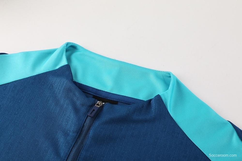 2025 Portugal Royal Blue Half Zipper Jacket+Long Pants