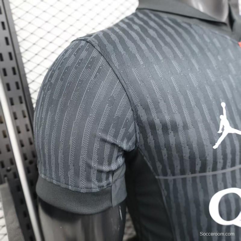 25/26 Player Version  Paris Saint-Germain Away Dark Grey with Vertical Stripe Pattern Jersey