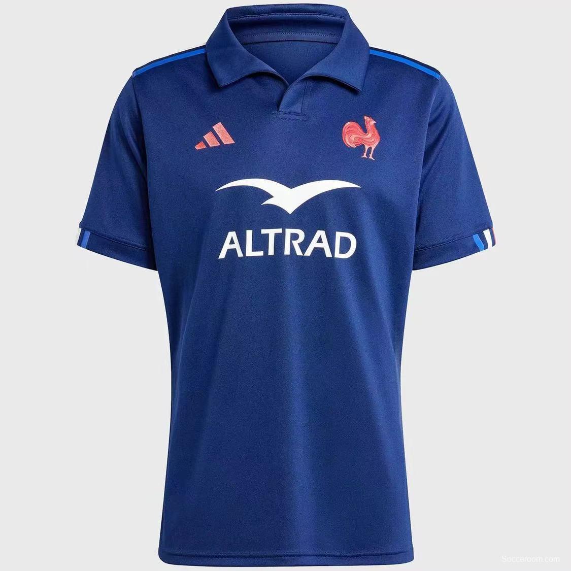 2025 France Navy Blue with Tricolor Stripes Home Jersey
