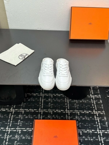 Hermès Deep Series Couple White Sneakers Casual Skate Shoes - AS00320