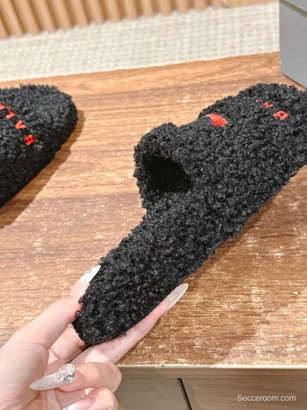 Balenciaga Paris World Limited Edition Series Embroidered Platform Shearling Slippers - AS00200