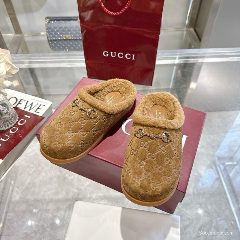 Gucci 2025 SS Autumn Winter New Suede Leather Horsebit Detail Women Wool Loafers - LY00260