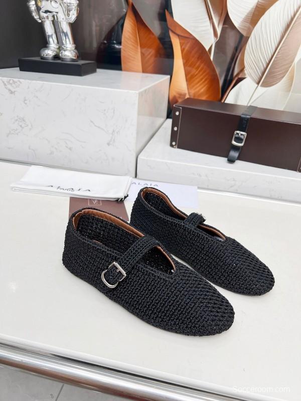 Alaia 2025/SS Knit Ballet Dance Shoes with Inner Arch Support and 0.8CM Height Increase - LY00310