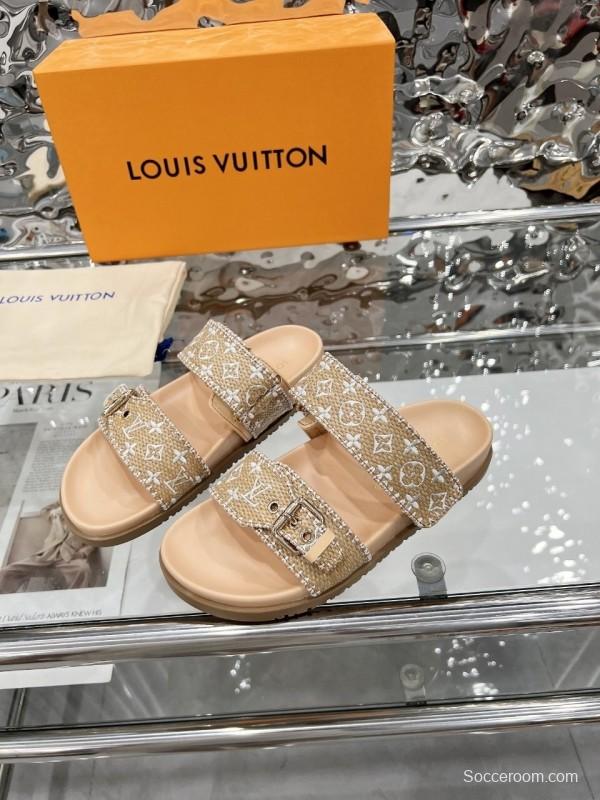 Louis Vuitton 2025 Spring/Summer New Slippers with Embroidered Design and 4cm Platform - LY00250