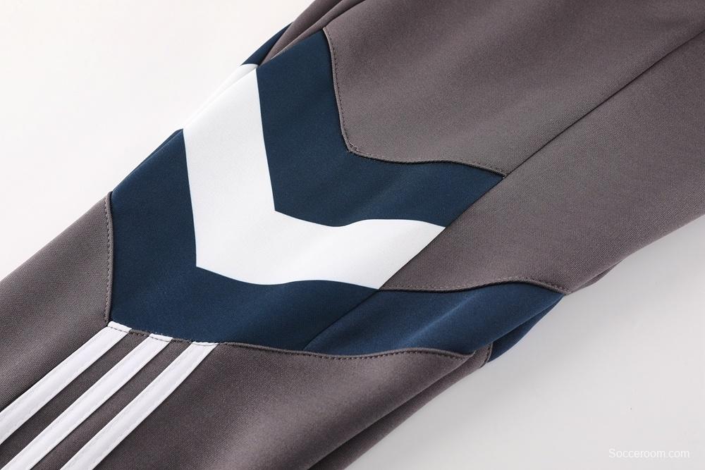 25/26 Real Madrid Light Grey Full Zipper Jacket+Long Pants