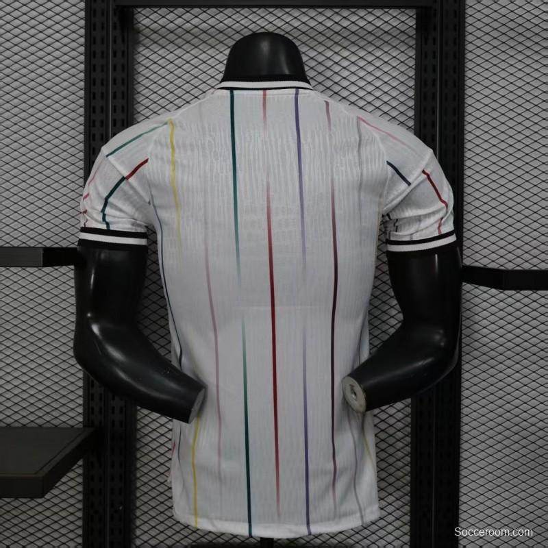 Player Version 2026 Japan Away White with Colorful Vertical Stripe Pattern Jersey
