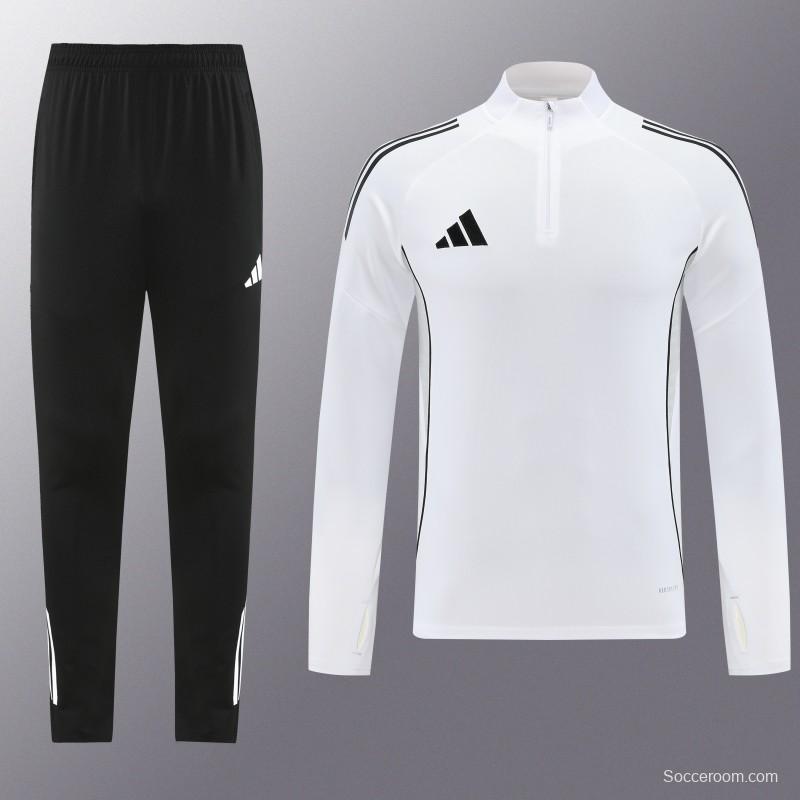 25/26  Adidas White Full zipper Jacket Tracksuit+ long pants