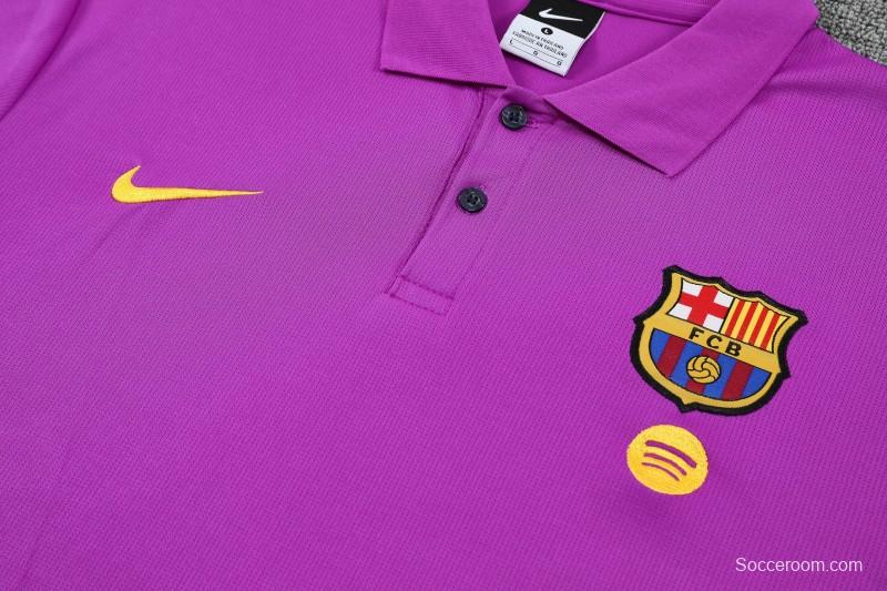 26/27 Barcelona  Purple  Polo Training Shirt + Navy Blue Long Pants Tracksuit