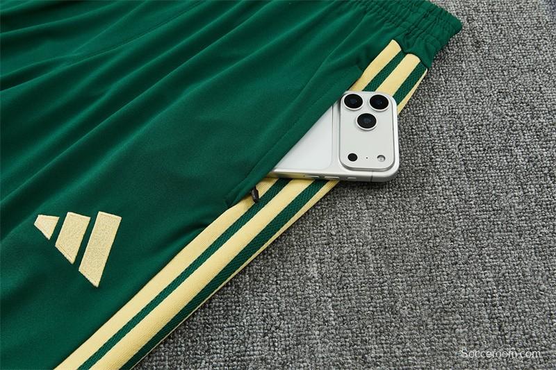 2026 Real Madrid Green & Cream  Half Zipper Jacket Tracksuit + Long Pants