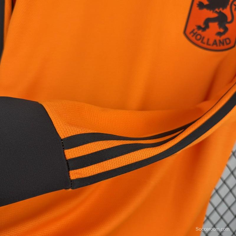 1980 Retro Netherlands Home Long Sleeve Jersey