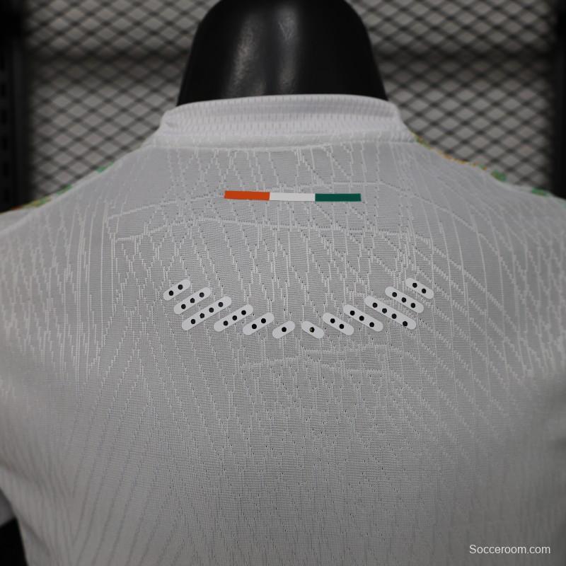 Player Version 2026 Ivory Coast Away White with Tropical Sunflower  Print Jersey