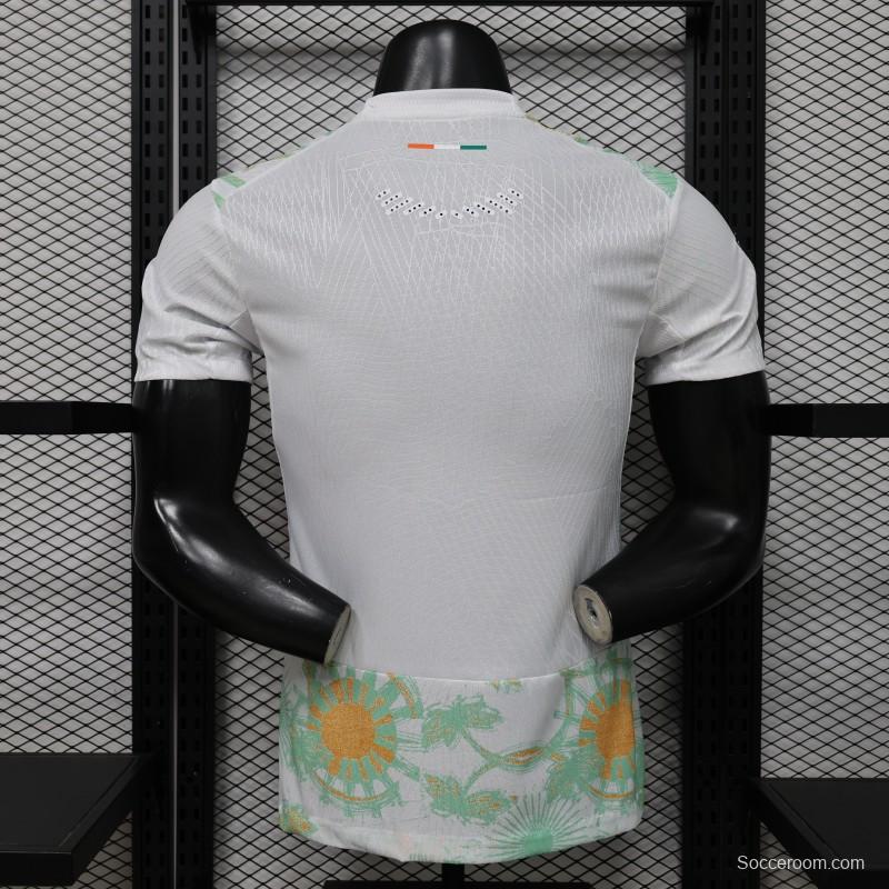 Player Version 2026 Ivory Coast Away White with Tropical Sunflower  Print Jersey