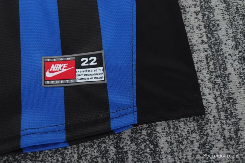 Retro 98/99 Kids  Inter Milan Blue & Black Stripe Home Jersey