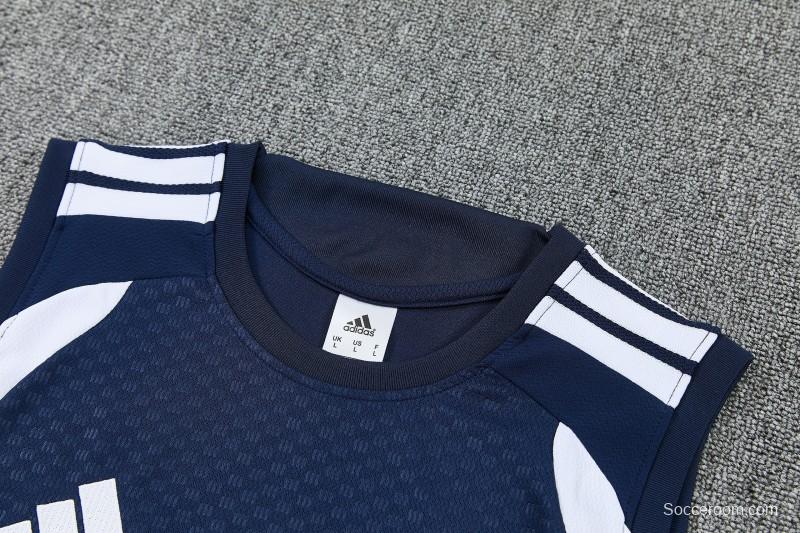 26/27 Real Madrid Navy Blue & White Sleeveless Vest Tracksuit + Short Pants
