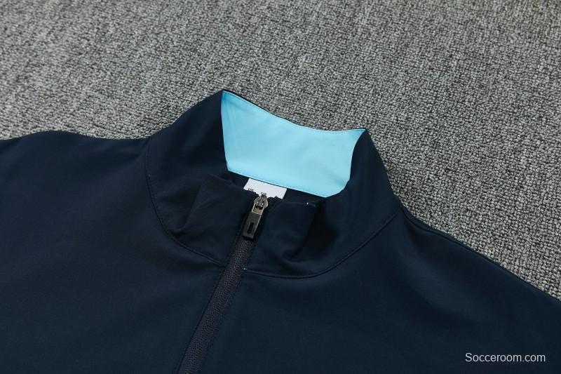 2026 Barcelona Navy Blue  Full Zipper Jacket Tracksuit + Long Pants