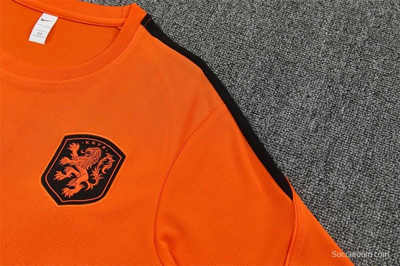 26/27 Netherlands Home Orange Short Sleeve + Soccer Shorts