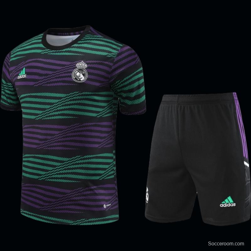 23-24 Real Madrid Stripe Pattern Short Sleeve+Shorts