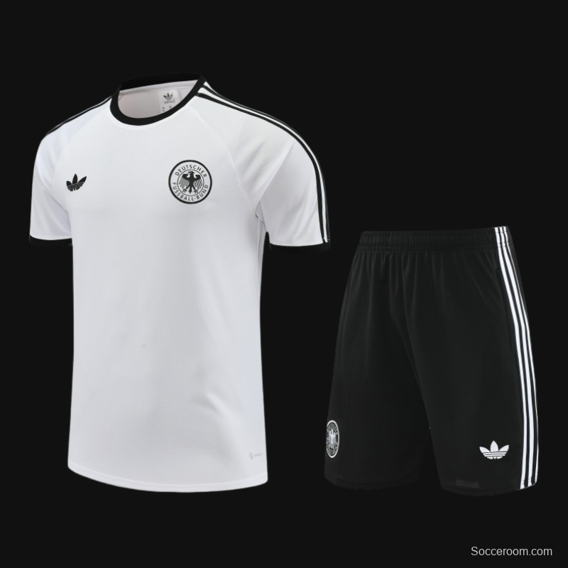 2024 Germany White Cotton Short Sleeve Jersey+Shorts