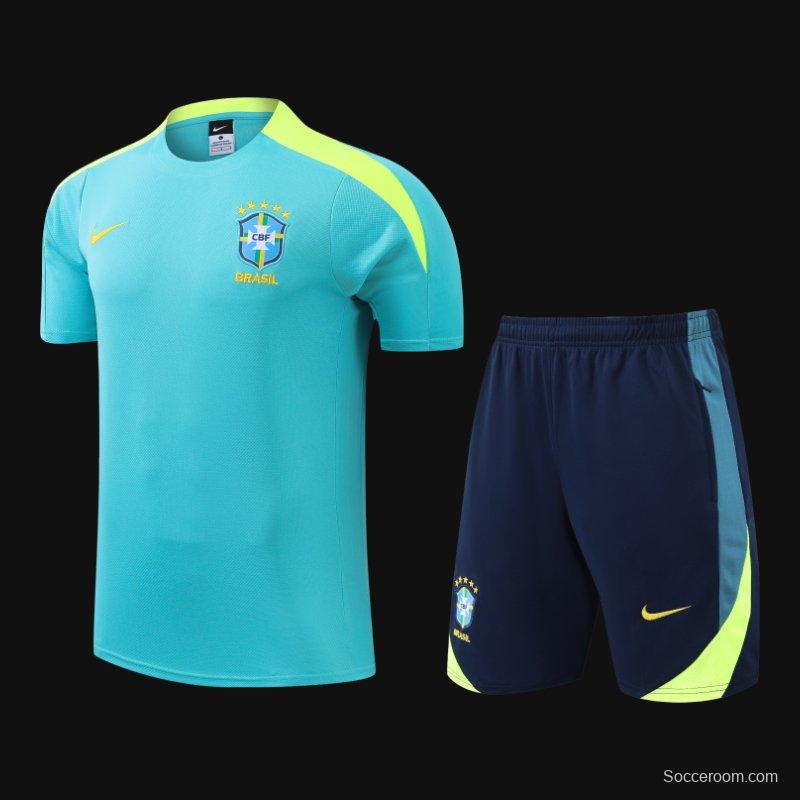 2024 Brazil Blue Short Sleeve Jersey+Shorts