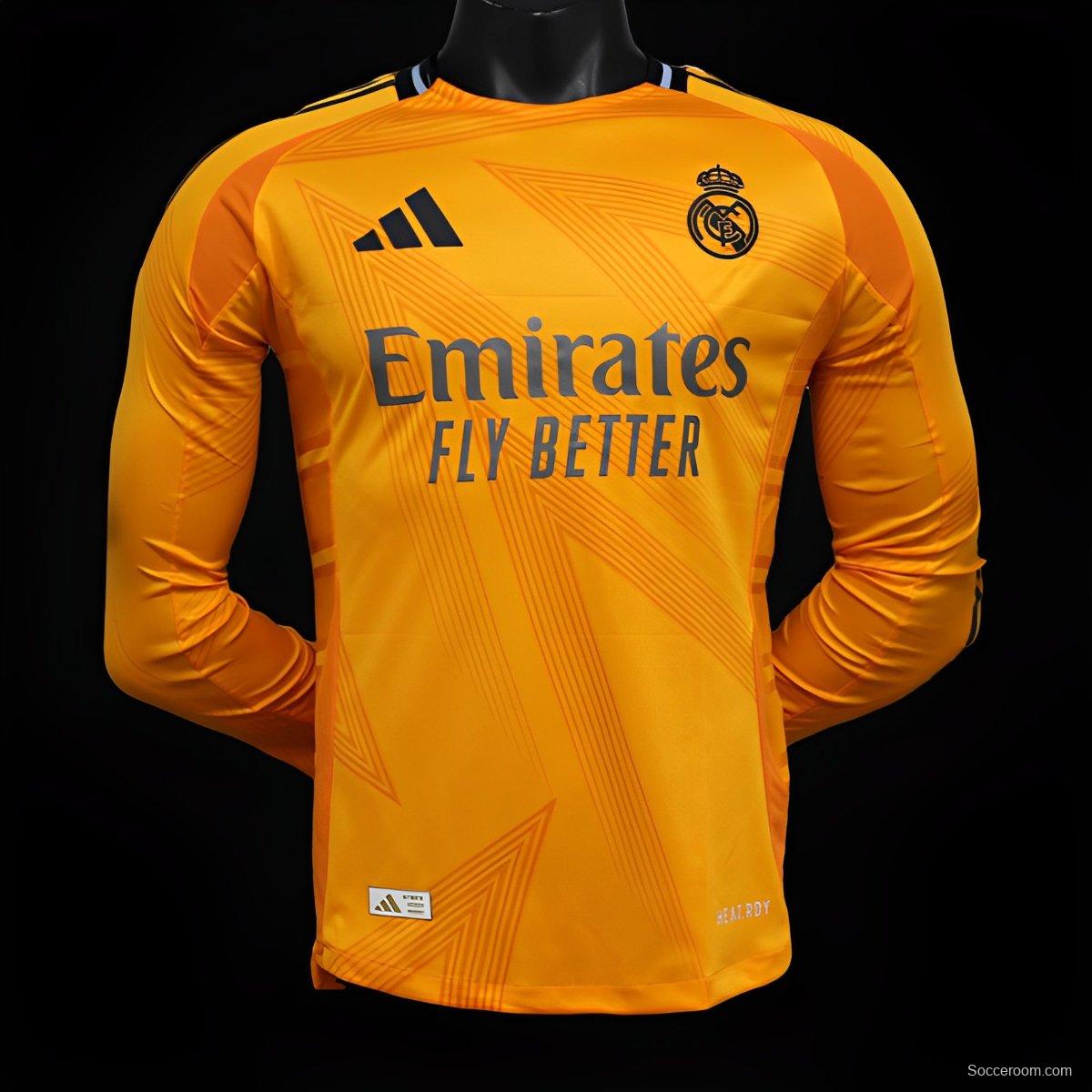 Player Version 24/25 Real Madrid Away Orange Long Sleeve Jersey