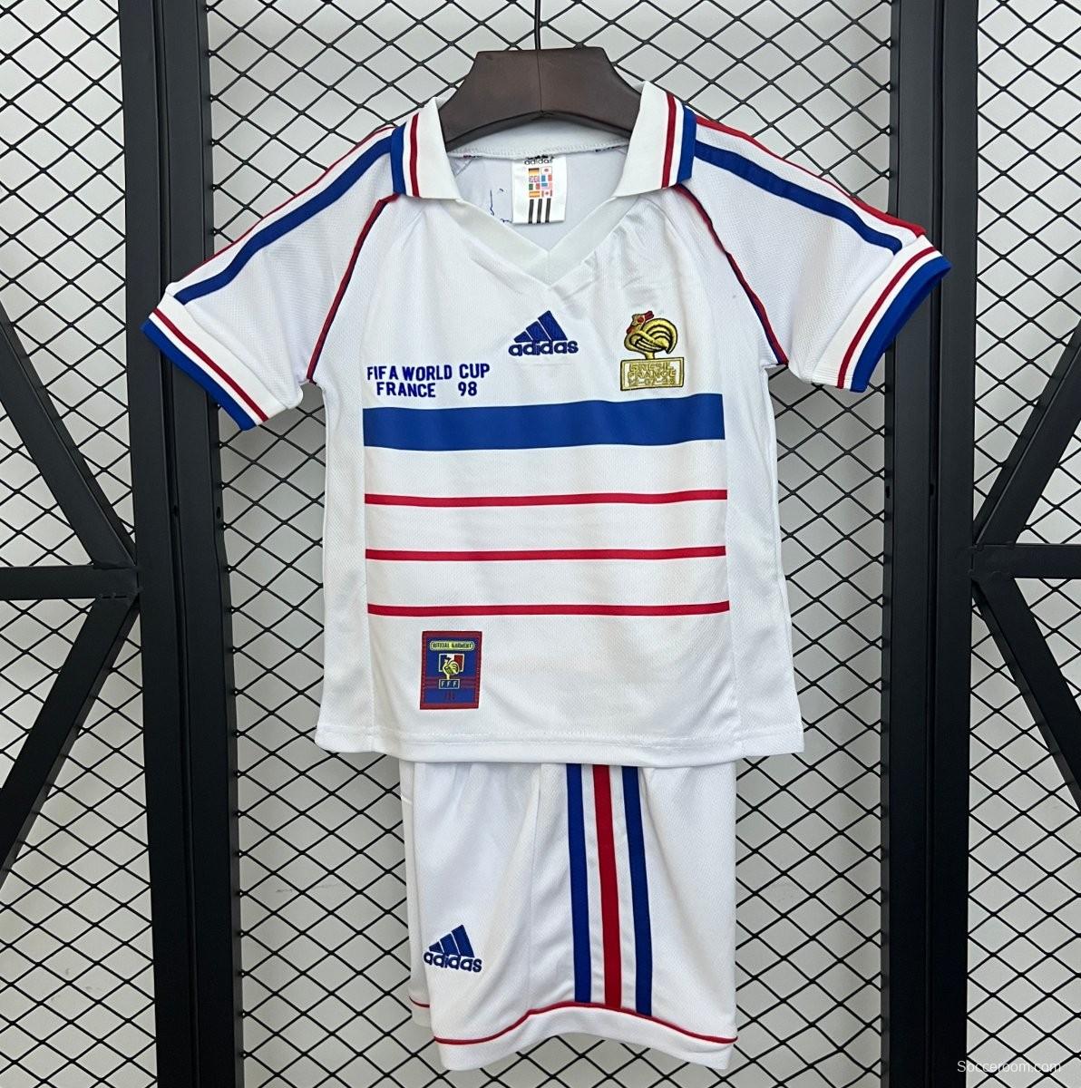 Retro 1998 Kids France Away Size 16-28 Jersey