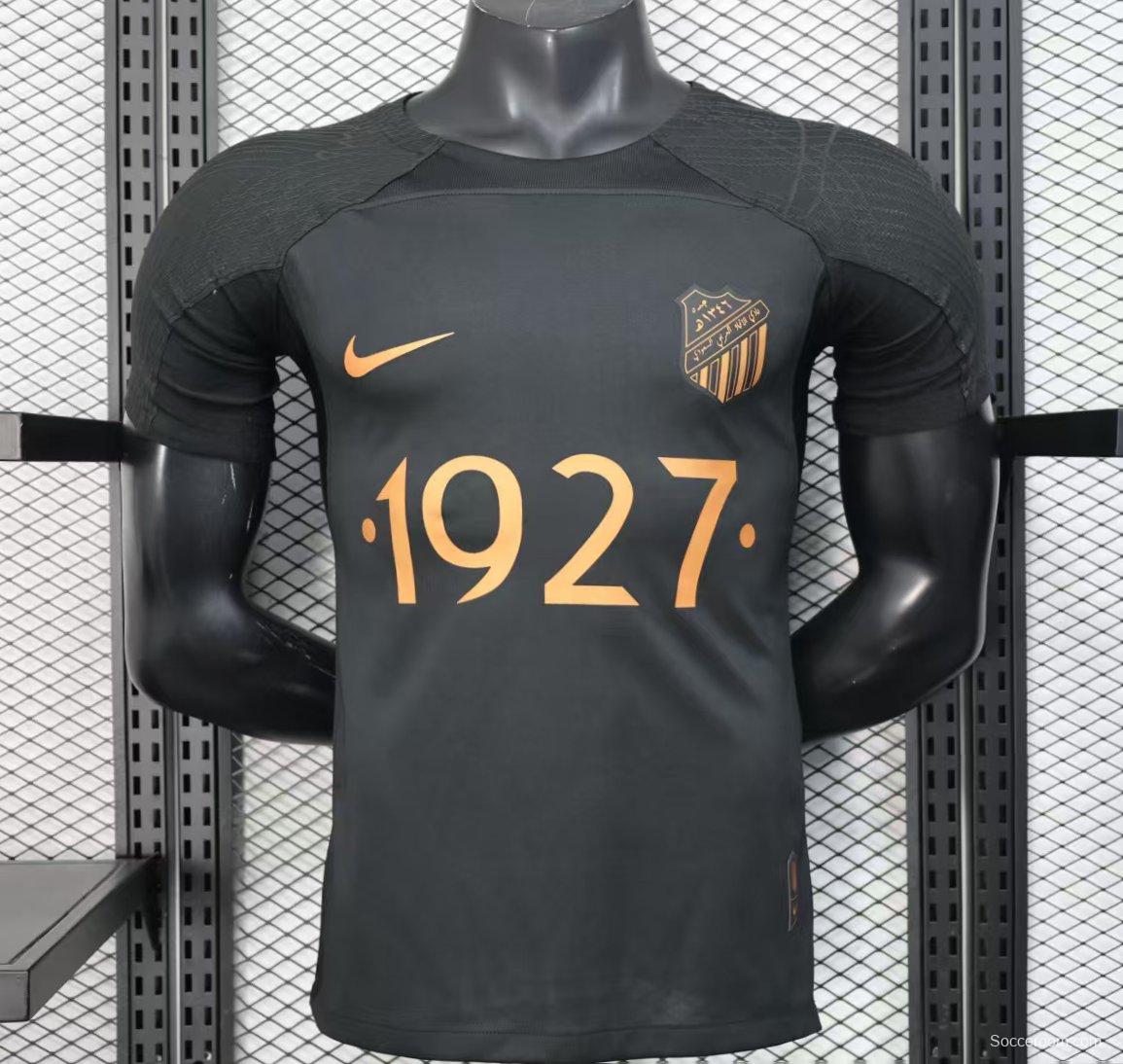 Player Version 25/26 Al-Ahli Black Champion Jersey With Golden Sponsor