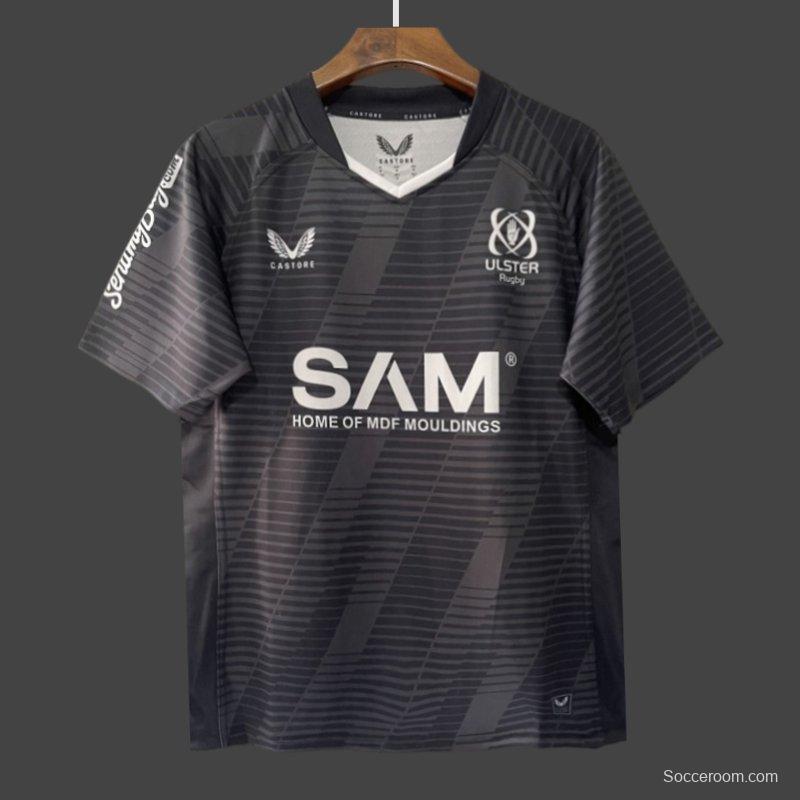 25/26 Ulster Rugby Black with Horizontal Stripe Pattern Jersey