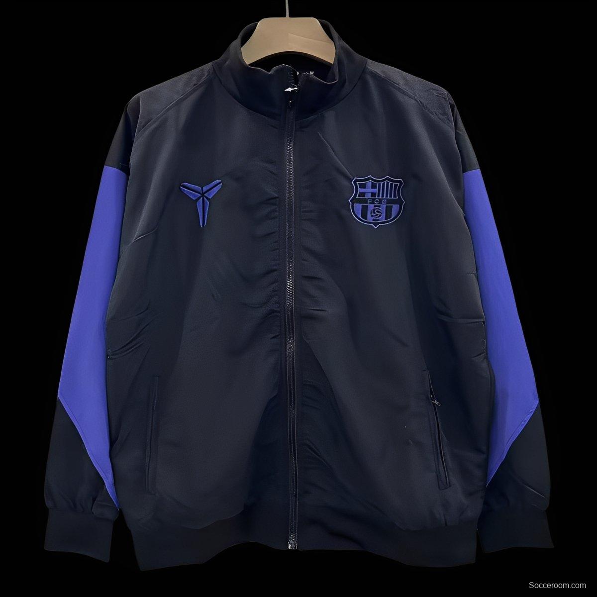 25/26 Barcelona Black with Purple Stripe Windbreaker