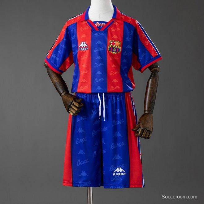 96/97 Kids Barcelona Home Retro Kit Jersey Size 16-28